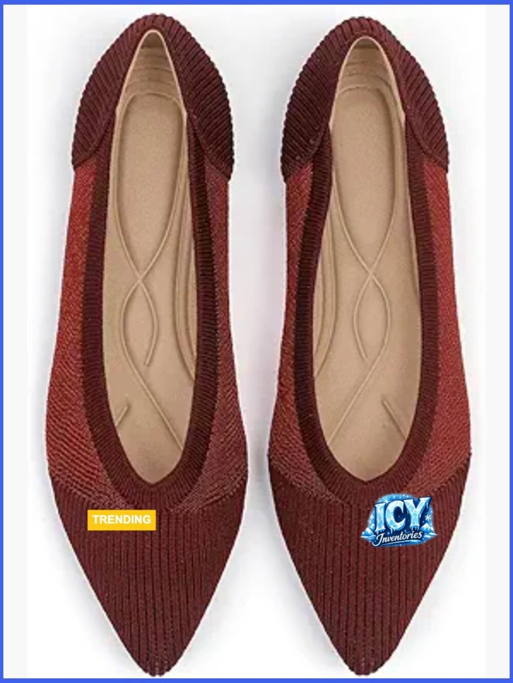 Pointed Toe Knit Ballet Flats Comfortable Dressy Mesh Flat